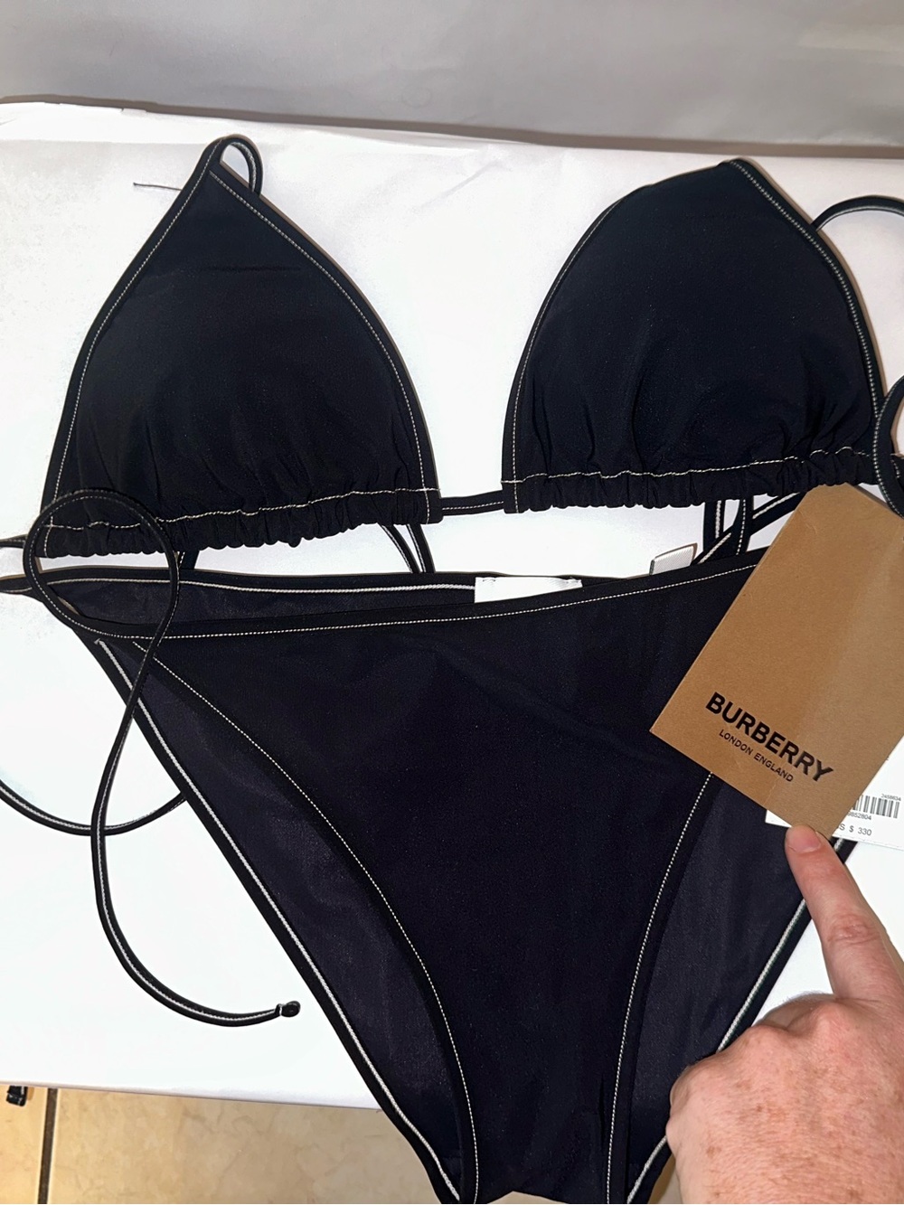 NWT Burberry Black Triangle String Bikini